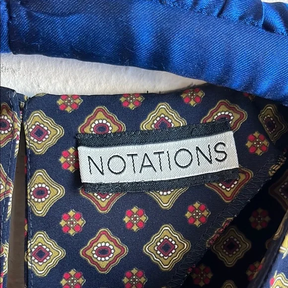 Navy and Cream Patterned‎ Blouse - Picture 2 of 5